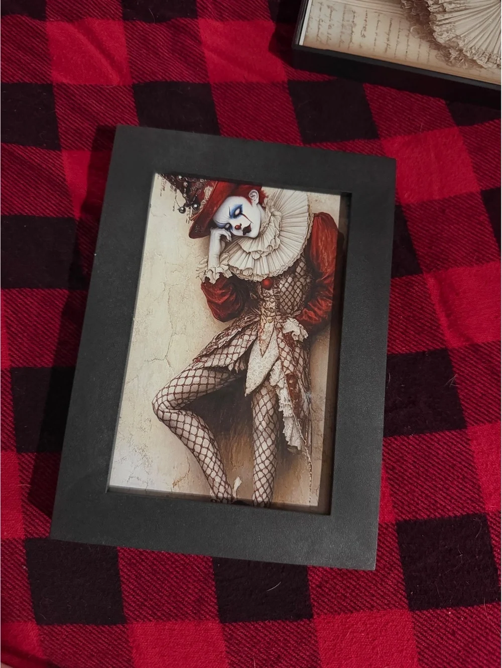 Vintage Clown Art Print in Black Frame 4x6